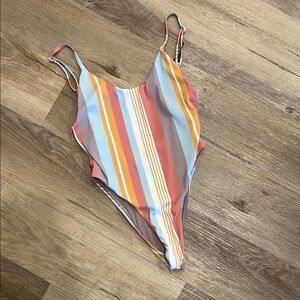 Vitamin A Orange and Blue One Piece Swimsuit High-Cut